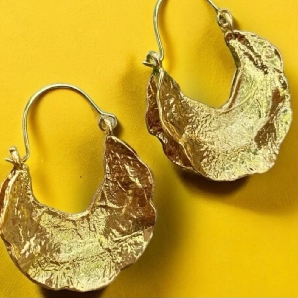 Zara Gold Crescent Hoop Earrings - Picture 7 of 11